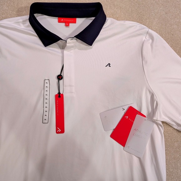 Redvanly Other - Redvanly Arles Polo Shirt Mens XL Bright White Navy Blue Collar Golf R2525D NEW